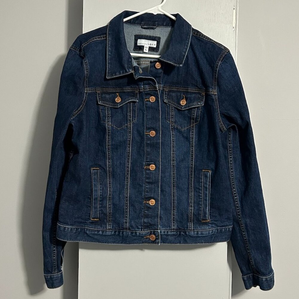 LOFT Dark Washed‎ Denim Jacket Women's Size XLT